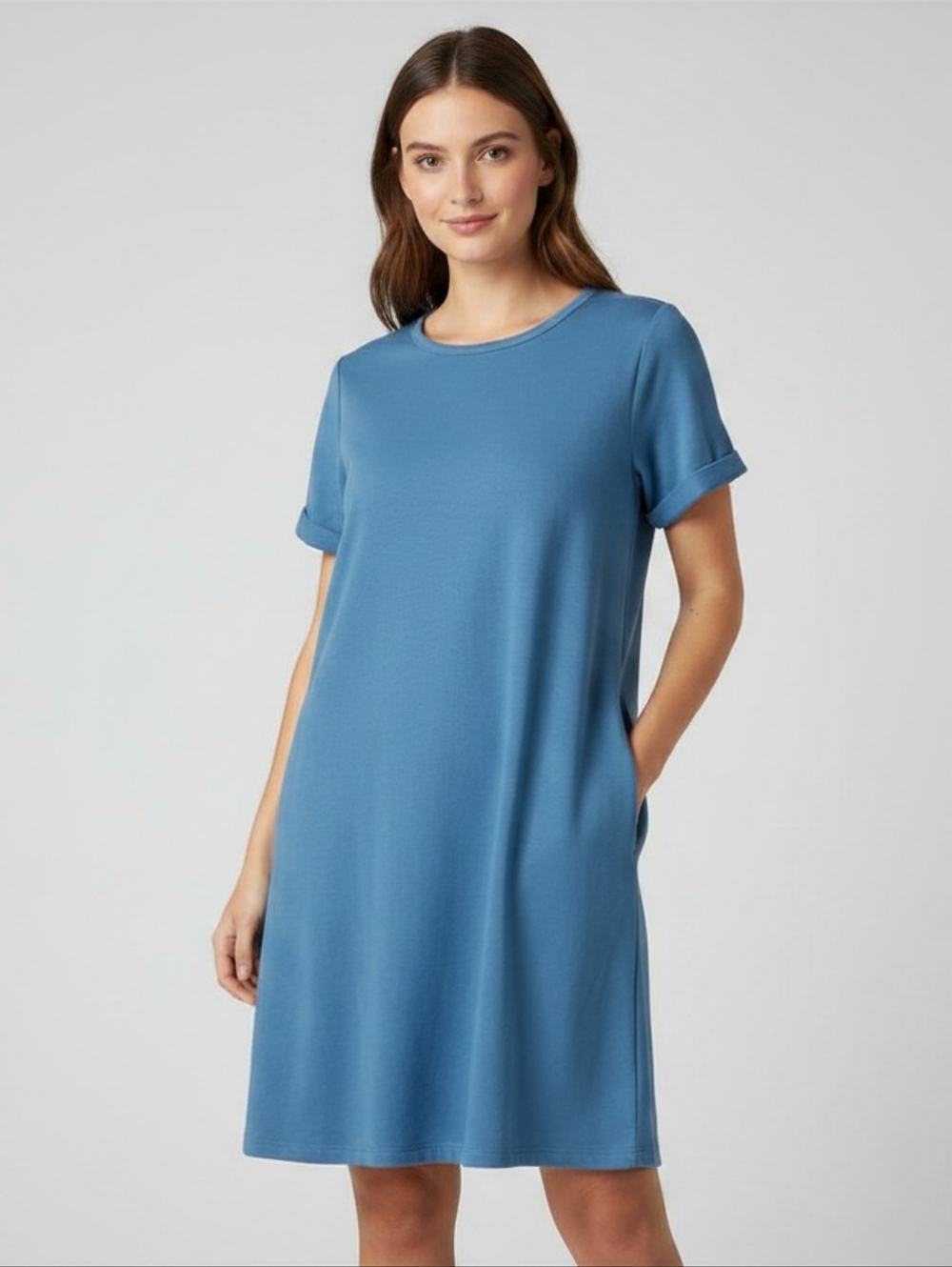 Plant Kween X Tonle Darcy Swing Dress Blue Size Medium Short Sleeve w. Pocket